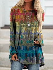 Abstract Print Crew Neck Casual Long Sleeves Sweatshirt