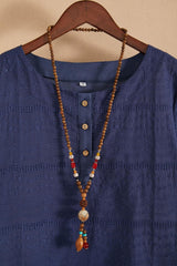 Bohemian Vintage Handmade Wooden Beaded Pendant Necklace