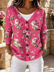 Casual Women Floral Long Sleeve Comfy Vintage Cardigan