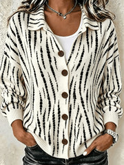 Women Abstract Long Sleeve Comfy Casual Cardigan