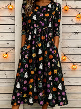 Women Floral Summer Dress Crew Neck Half Sleeve T-Shirt Dress A-Line Dress