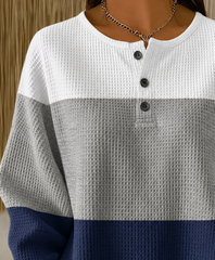 Casual Simple Abstract Henley Collar Long Sleeve Sweatshirt