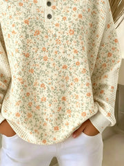 Casual Floral Crew Neck Long Sleeve Sweatshirt
