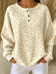 Casual Floral Crew Neck Long Sleeve Sweatshirt