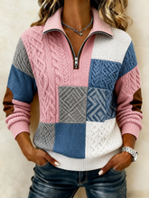 Casual Abstract Stand Collar Long Sleeve Sweatshirt