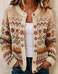 Women Casual Abstract Long Sleeve Comfy Vintage Printing Cardigan