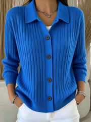Elegant Abstract Stripes Shawl Collar Regular Fit Casual Knit Top
