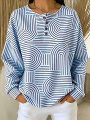 Women Striped Casual Spring/Fall Long Sleeve Sweatshirt