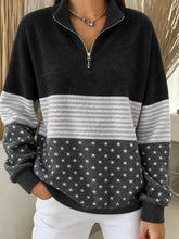 Casual Geometric Stand Collar Long Sleeve Sweatshirt