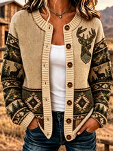 Women Wild West Casual Long Sleeve Comfy Vintage Printing Cardigan