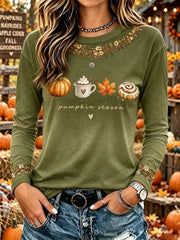 Casual Text Letters Crew Neck Long Sleeve T-shirt