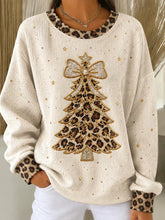 Casual Leopard Crew Neck Long Sleeve Sweatshirt