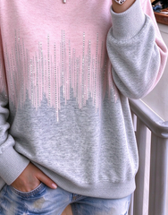 Casual Abstract Crew Neck Long Sleeve Sweatshirt