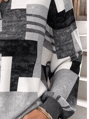 Casual Geometric Henley Collar Long Sleeve Sweatshirt