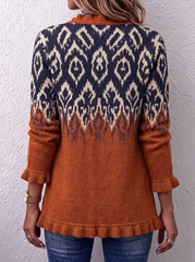 Women Casual Vintage Boho Button Front Knit Cardigan