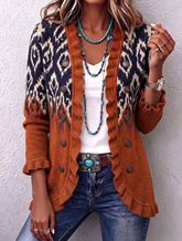 Women Casual Vintage Boho Button Front Knit Cardigan