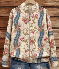 Women Casual Vintage Climbing Rose Ribbon Cardigan