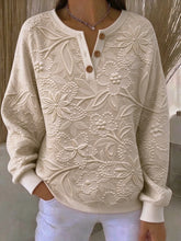 Vintage Floral Henley Collar Long Sleeve Sweatshirt