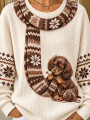 Casual Dog Crew Neck Long Sleeve Sweatshirt