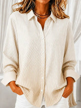 Women Abstract Casual Shirt Shirt Collar Long Sleeve Buckle Top