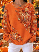 Casual Pumpkin Crew Neck Long Sleeve Sweatshirt