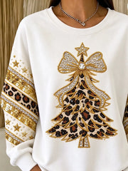 Casual Crew Neck Regular Fit Christmas Tree Vintage Sweatshirt