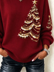 Casual Christmas Crew Neck Long Sleeve Sweatshirt