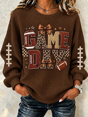 Casual Leopard Henley Collar Simple Long Sleeve Sweatshirt