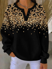 Casual Elegant Abstract Henley Collar Long Sleeve Sweatshirt