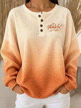 Casual Ombre Henley Collar Long Sleeve Sweatshirt