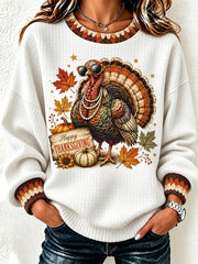 Casual Turkey Crew Neck Long Sleeve Sweatshirt