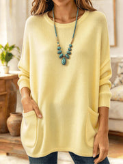 Women Plain Long Sleeve Comfy Simple Sweater