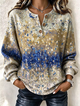Vintage Abstract Henley Collar Long Sleeve Sweatshirt