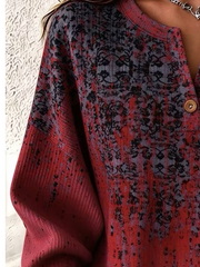 Vintage Abstract Henley Collar Long Sleeve Sweatshirt