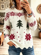 Women's Snowflake Christmas Tree Fair Isle Festive Sweater