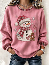 Casual Christmas Snowman Crew Neck Long Sleeve Sweatshirt