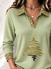 Vintage Christmas Shawl Collar Long Sleeve Sweatshirt