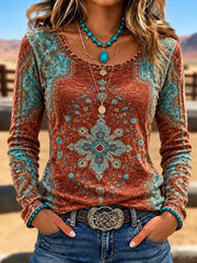 Casual Abstract Crew Neck Daily Long Sleeve T-shirt