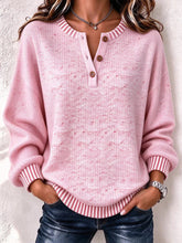 Casual Striped Solid Henley Collar Long Sleeve Sweatshirt