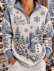 Women's Christmas Art Printed Cozy Casual Sweatshirt
