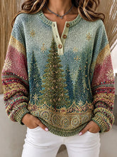 Vintage Casual Color Block Henley Collar Long Sleeve Sweatshirt