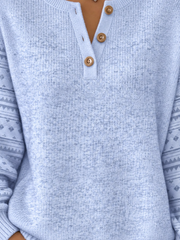 Casual Geometric Henley Collar Long Sleeve Sweatshirt