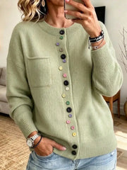 Cozy Casual Chic Mint Multi Color Button Up Knit Cardigan