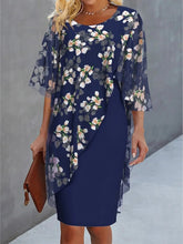Floral Patchwork Chiffon Party Dress