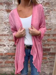 Plain Long Sleeve Loose Kimono