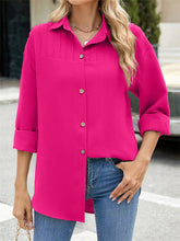 Plain Shirt Collar Long Sleeve Shirt Casual Look