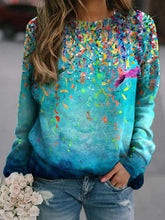 Multicolor Round Neck Long Sleeve Casual Loose Daily Sweatshirt