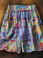 Women's Bohemian Patchwork Art Printed Casual Pocket Shorts