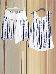 White V-neck Sleeveless Two Piece Set