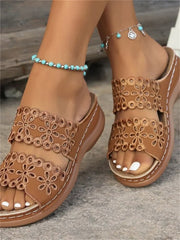 Vintage Plain Slip On Flat Heel Slide Sandals